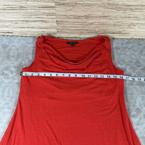 Eileen Fisher Womens Orange Coral Asymmetrical Hem Sleeveless Dress Sz PP 0-2 - Picture 7 of 13